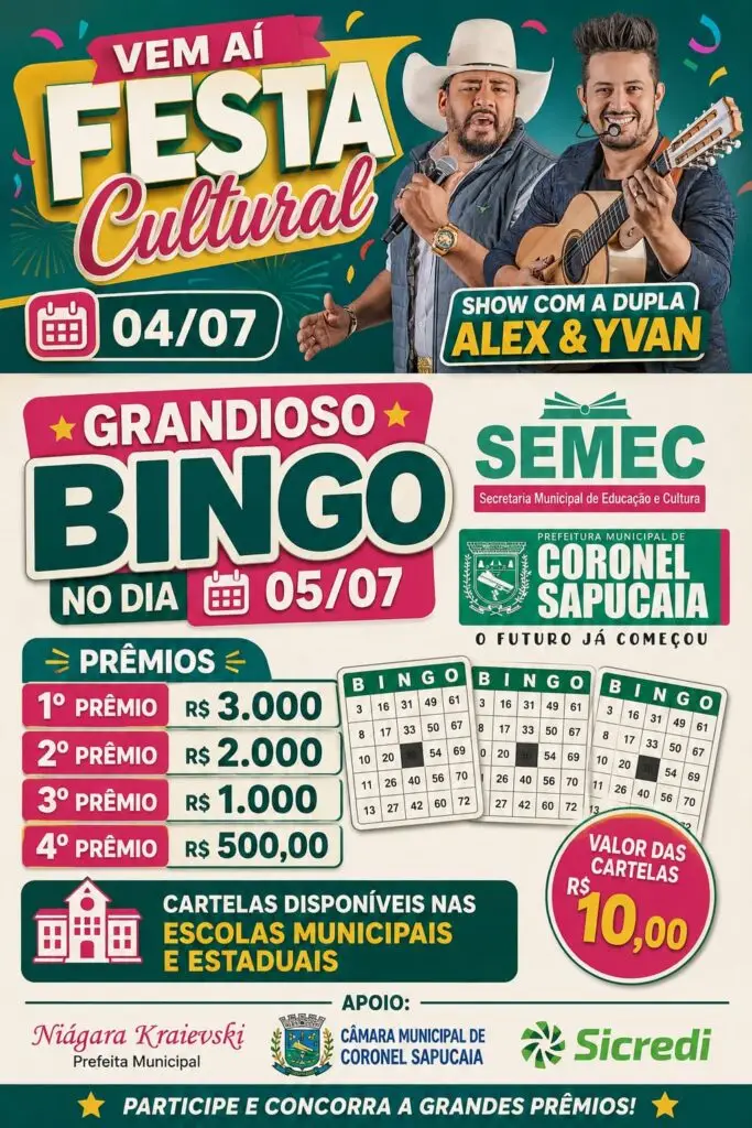Cultura e lazer marcam a Festa Cultural neste fim de semana em Coronel Sapucaia Cultura e lazer marcam a Festa Cultural neste fim de semana em Coronel Sapucaia